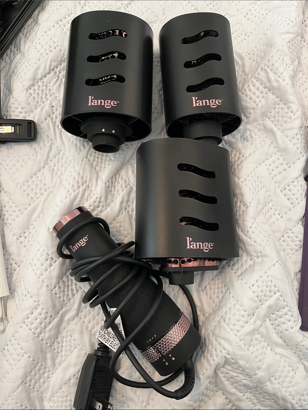 L'ange Black and Rose Gold Hot Air Brush with Multiple Attachments